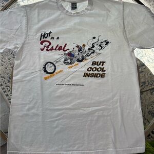 White Graphic T-Shirt with Motorcycle Design
